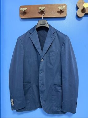 Boglioli Navy Blue K Jacket Supima Cotton Blazer